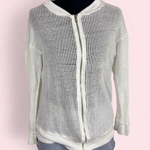 American Apparel Size Small white mesh zip up jacket grunge twee indie sleaze
